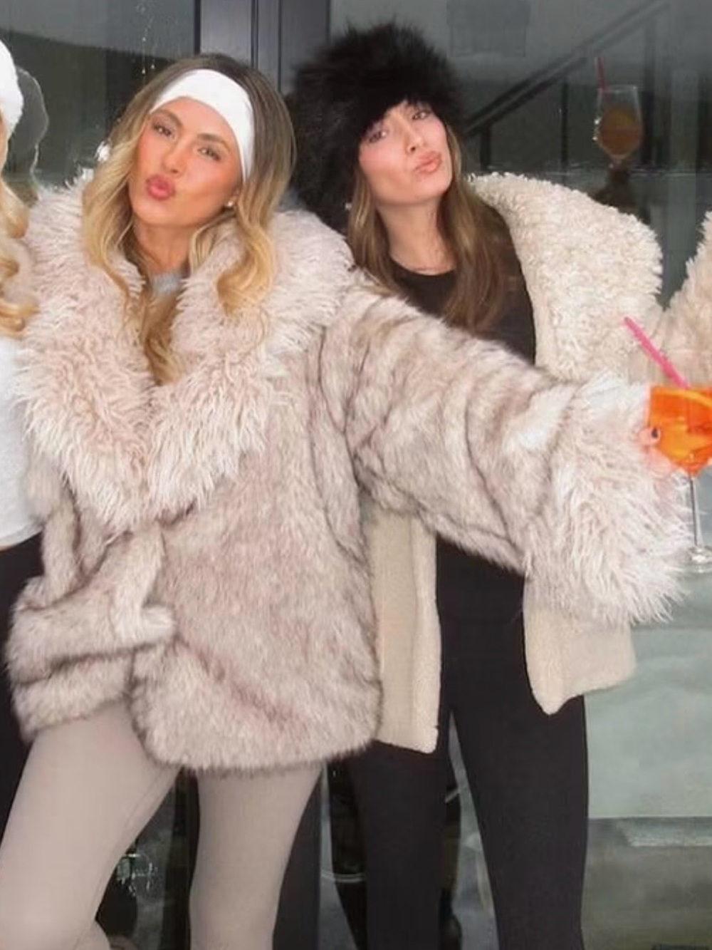 Plush Faux Fur Coat - Beige